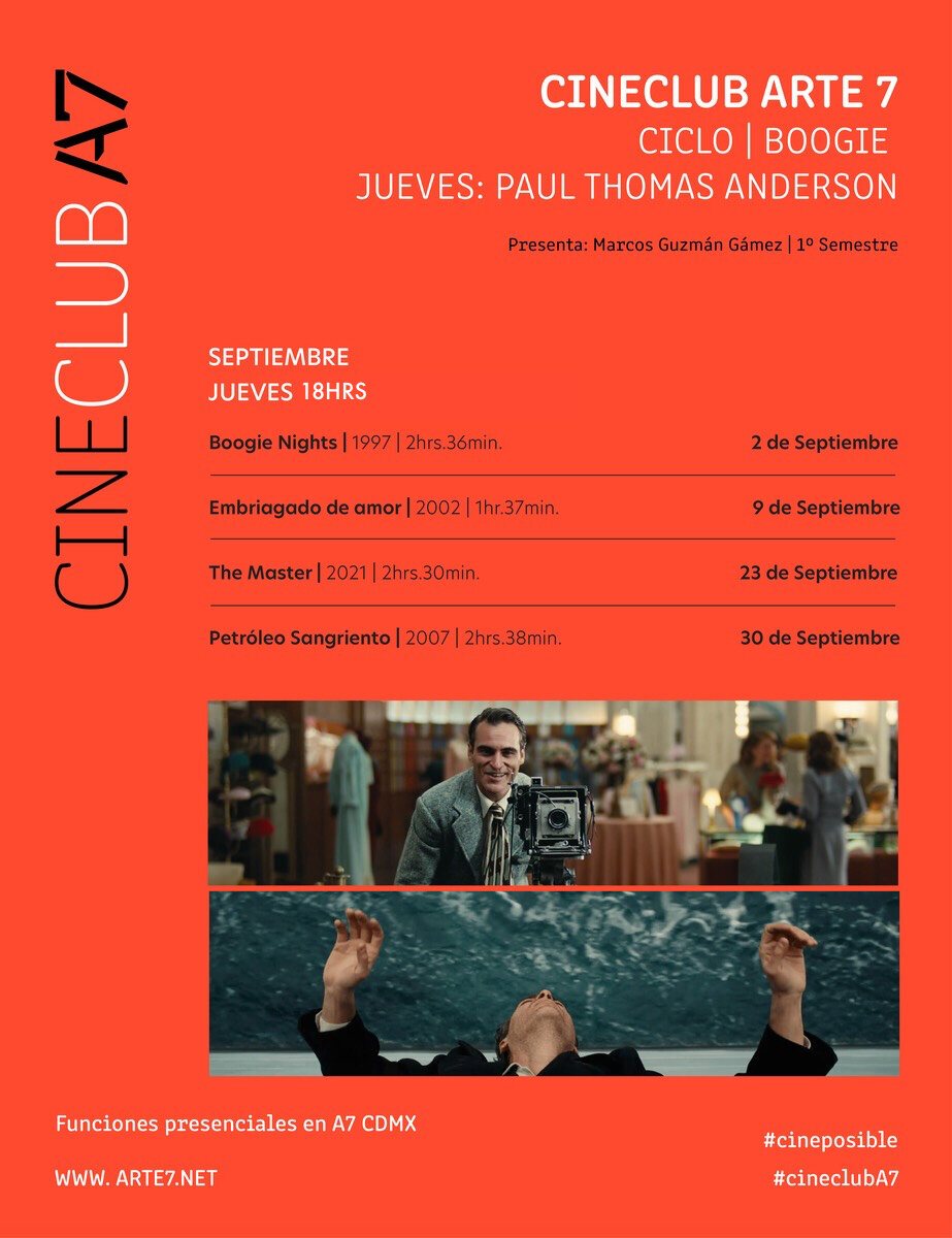 CINECLUB A7CDMX | CICLO | BOOGIE JUEVES: PAUL THOMAS ANDERSON Presenta: Marcos Guzmán Gámez | Primer semestre