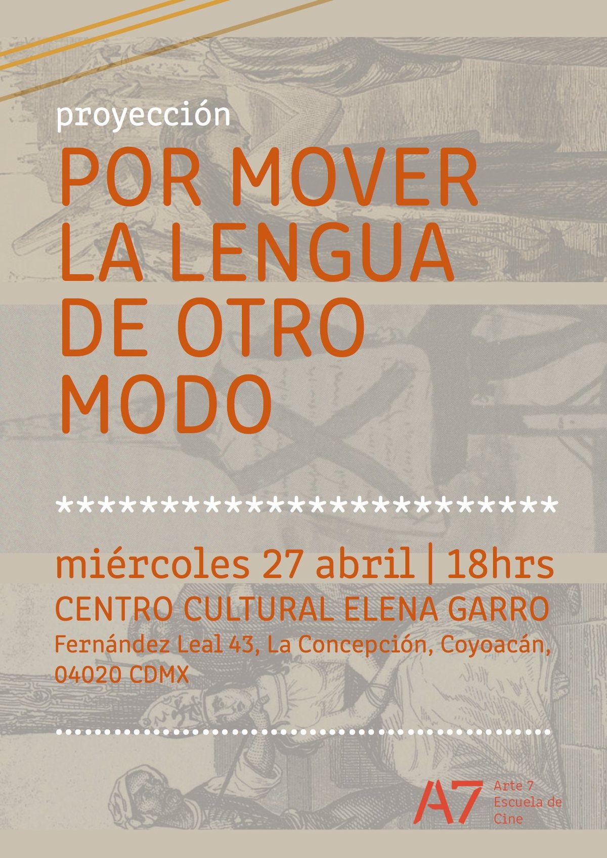 Proyección "Por mover la lengua de otro modo".